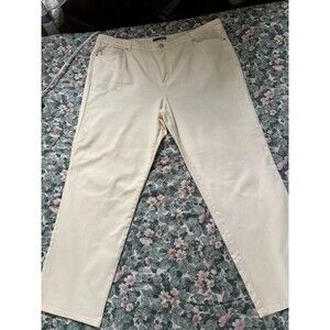 Basic Editions Size 22W Stretch Jeans Pale Yellow 44x29 Cotton Spandex